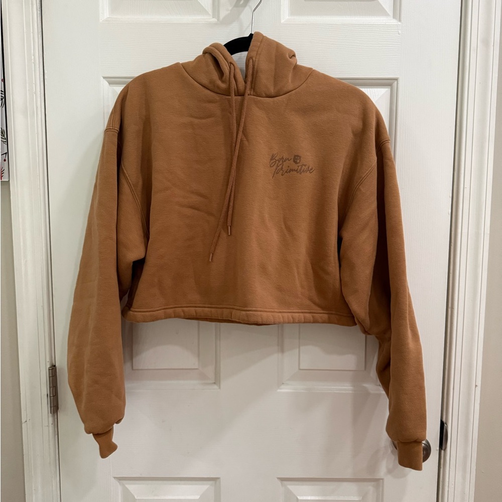 Born Primitive Cropped Hooded Sweatshirt in Camel